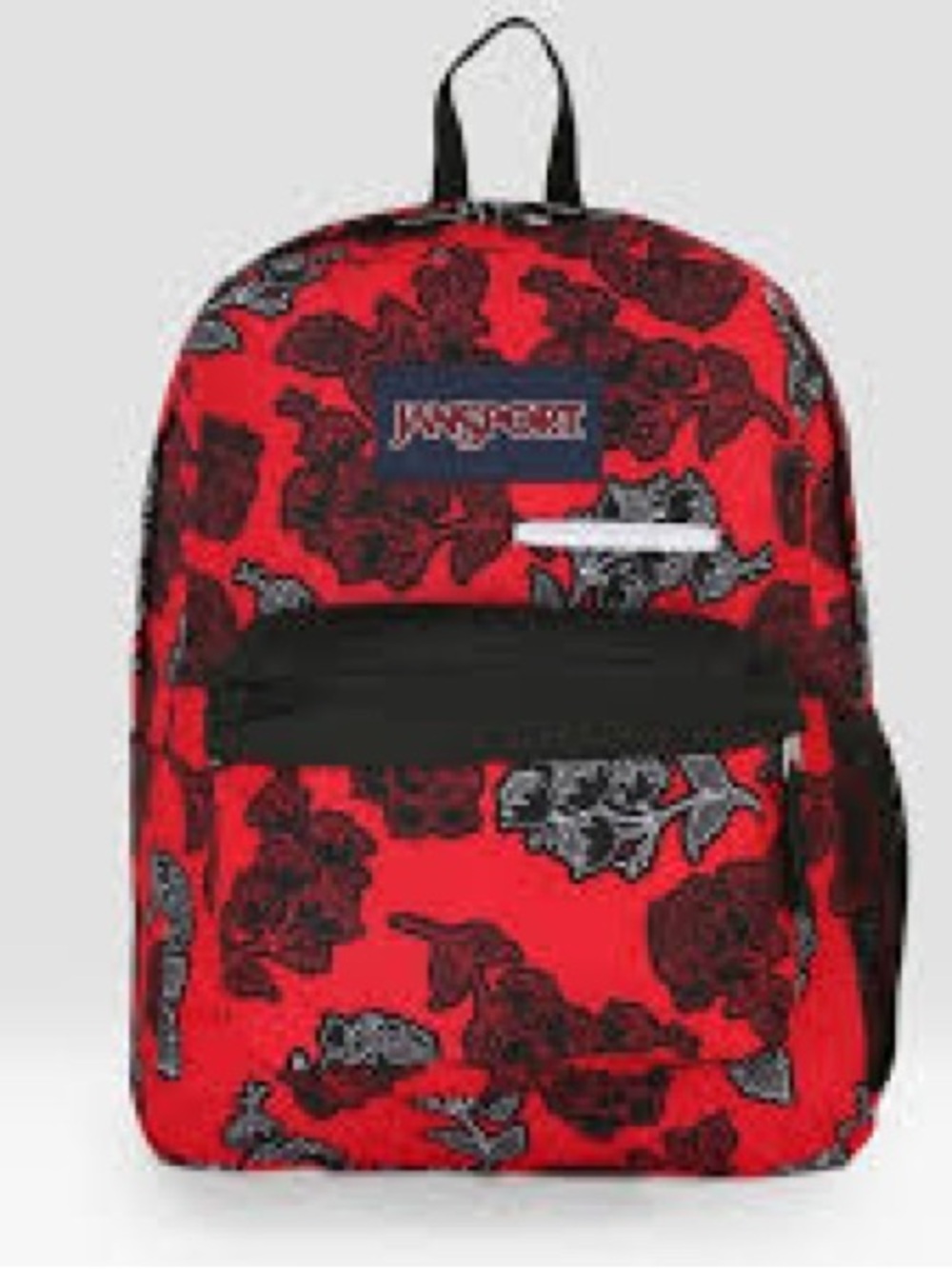 JanSport Black Red Floral Damask Rose Pattern Backpack Retro Y2K Vibes